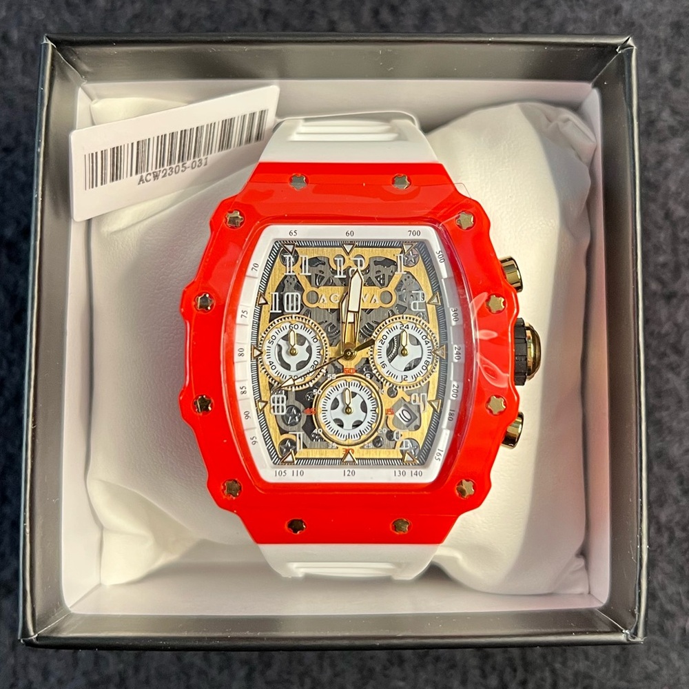 ActivaFury Invicta Men's Watch-44.3mm MOD-ACW2305-031 Red&Gold Skeleton(NWT)